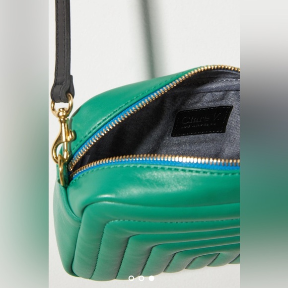 Clare V Quilted Jade Green Crossbody Bag - Picture 4 of 8